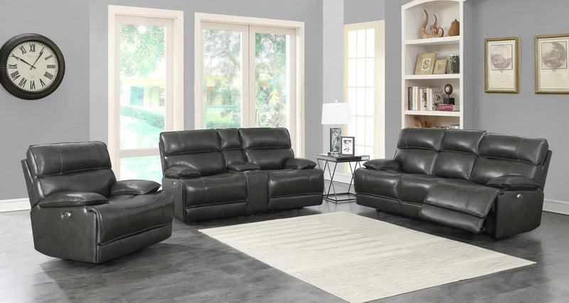 Stanford Cushion Back Power Sofa Charcoal - What A Room
