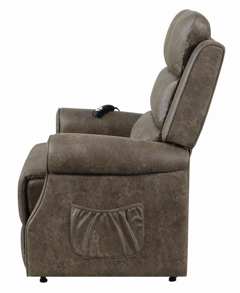 Upholstered Power Lift Recliner Brown - What A Room