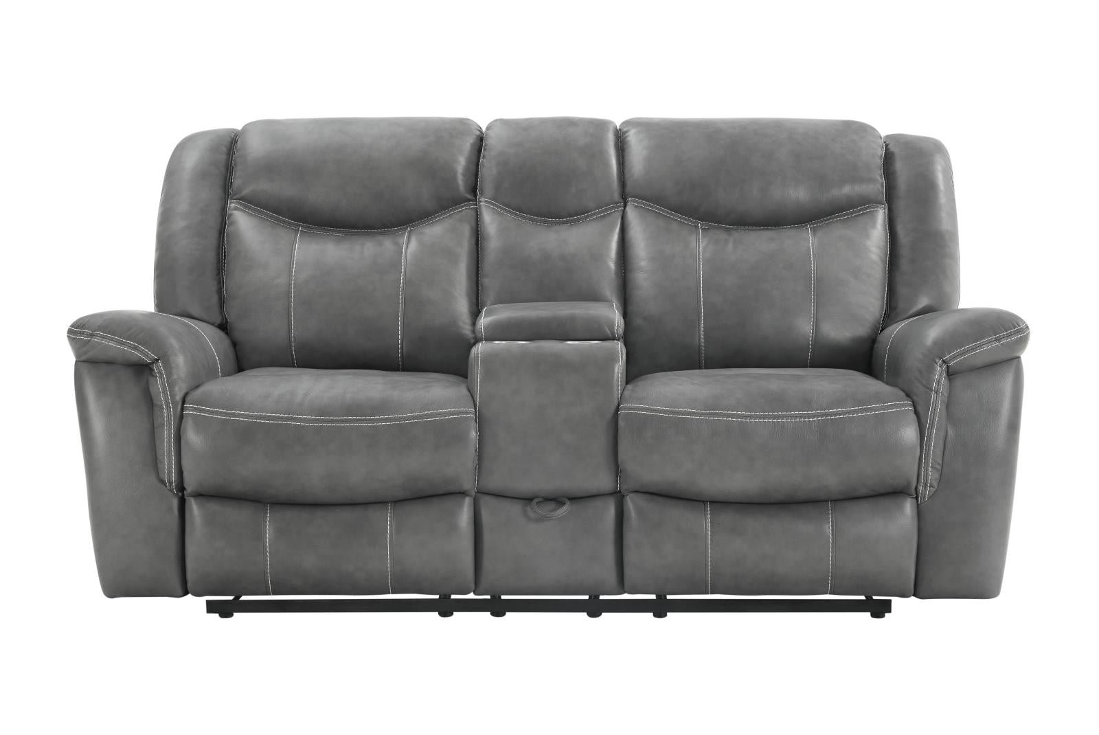 Conrad Upholstered Power Loveseat with Console Grey - What A Room