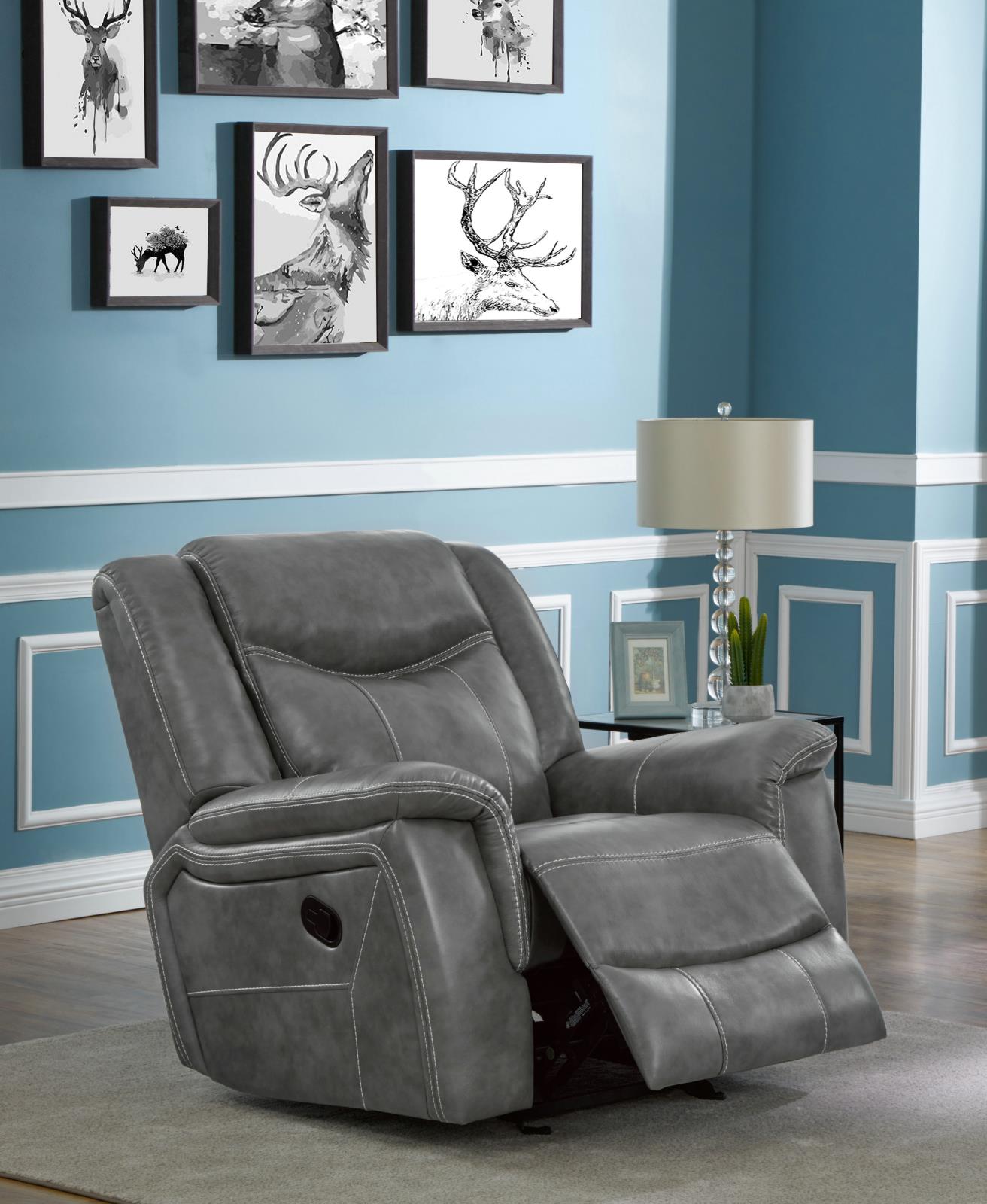 Conrad Upholstered Motion Glider Recliner Grey - What A Room