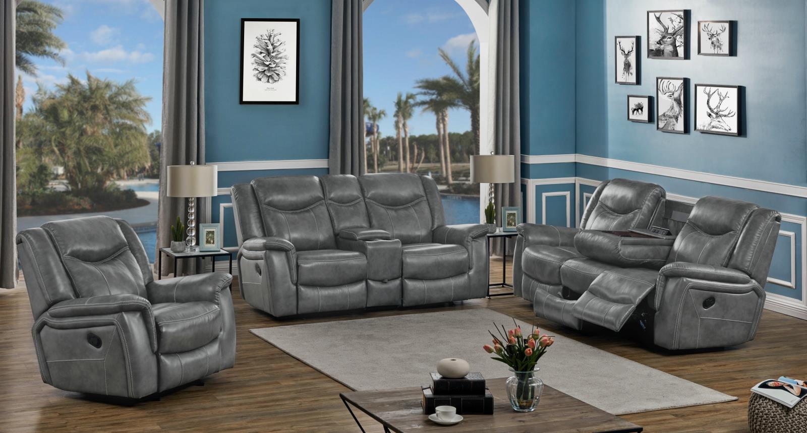 Conrad Upholstered Motion Glider Recliner Grey - What A Room
