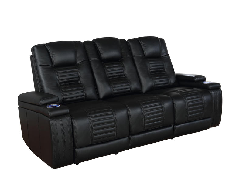 Zane Upholstered Dual Power Sofa Black - What A Room