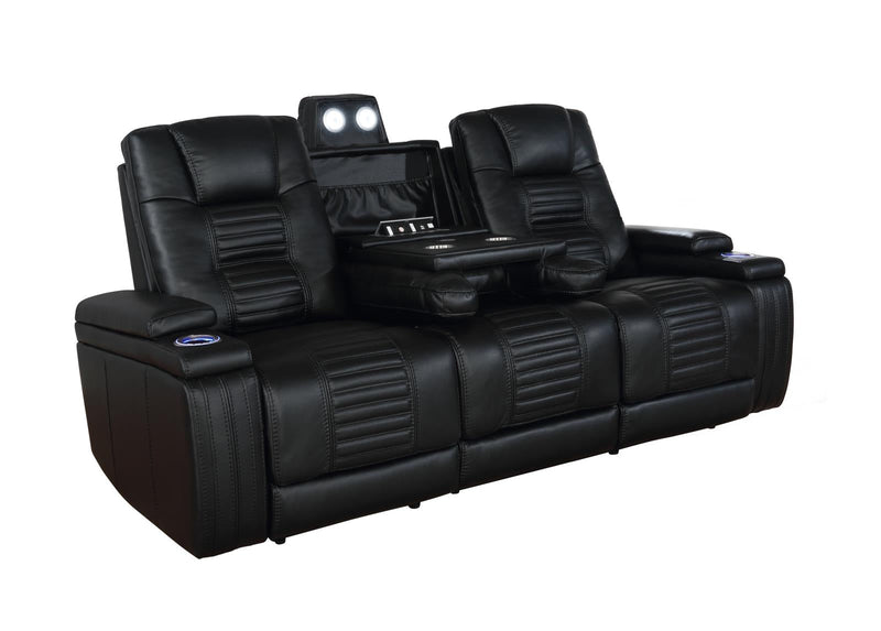 Zane Upholstered Dual Power Sofa Black - What A Room