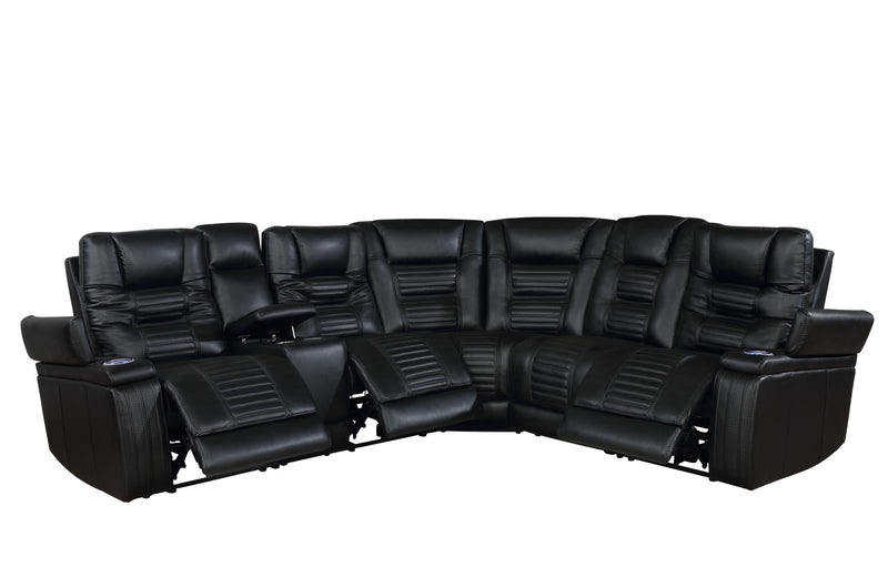 Zane 6-piece Dual Power Sectional Black - What A Room