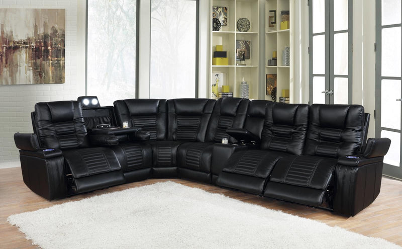 Zane 7-piece Dual Power Sectional Black - What A Room
