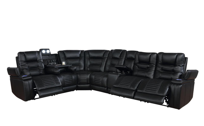 Zane 7-piece Dual Power Sectional Black - What A Room