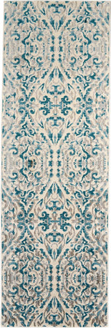 Turquoise on natural background for this runner rug that showcases gorgeous old-world looks - Available in store and for shipping from What A Room - Santa Clara Furniture showroom