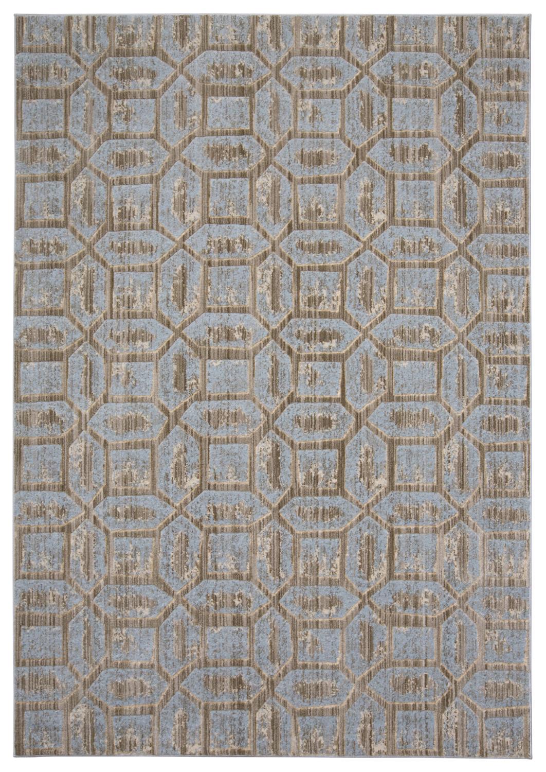 Geometric design on rug prioritizes gold and blue color scheme - Contemporary Rug - San Jose Home Furnishings