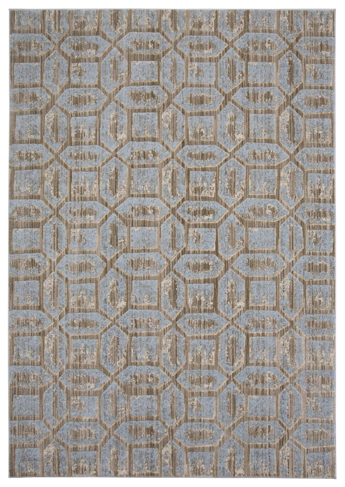 Geometric design on rug prioritizes gold and blue color scheme - Contemporary Rug - San Jose Home Furnishings
