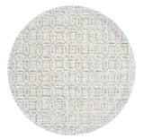 Large round rug with gold and blue geometric pattern - What A Room Serving Santa Clara, San Jose, Silicon Valley and The San Francisco Bay Area