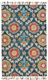 Colorful rectangular rug with Fringed edges - Avaialble in San Jose locally, or shipped nationally - What A Room 