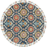 Abstract colorful circular rug with fringe edge - Available San Jose area including Mountain View, Morgan Hill, Fremont, San Mateo and beyond