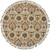 Abelia Gorgeous muted but colorful circular fringe-edge rug - buy locally near Palo Alto, Hayward, Morgan Hill, Rivermark and Greater San Jose