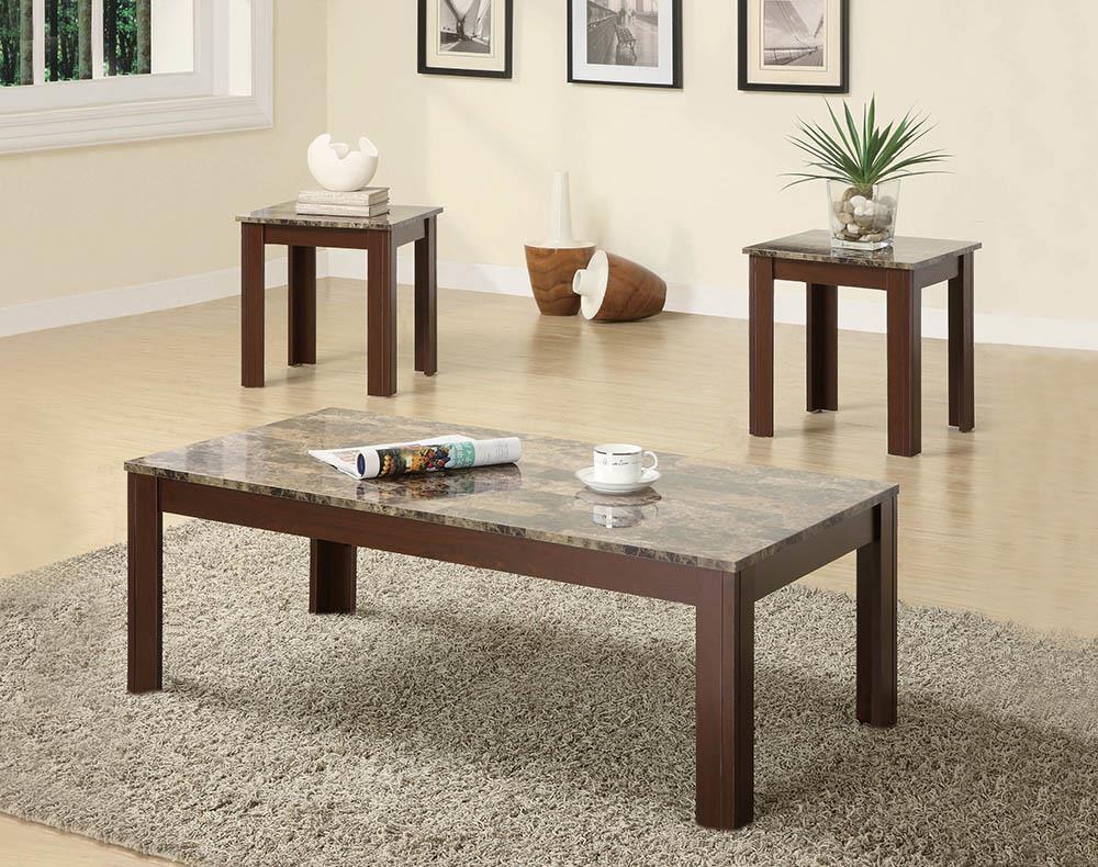 3-piece Faux Marble Top Occasional Set Brown - What A Room