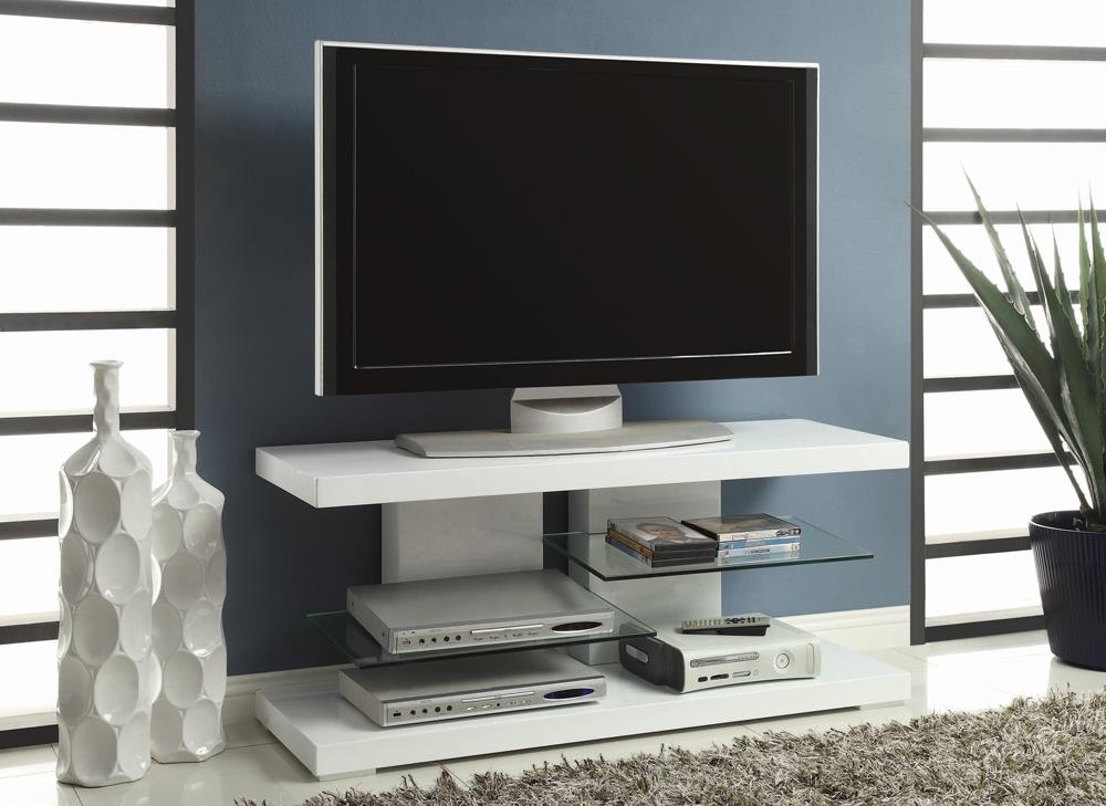 2-shelf TV Console Glossy White - What A Room
