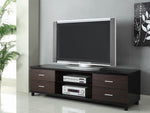4-drawer TV Console Glossy Black and Walnut - What A Room