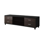 4-drawer TV Console Glossy Black and Walnut - What A Room