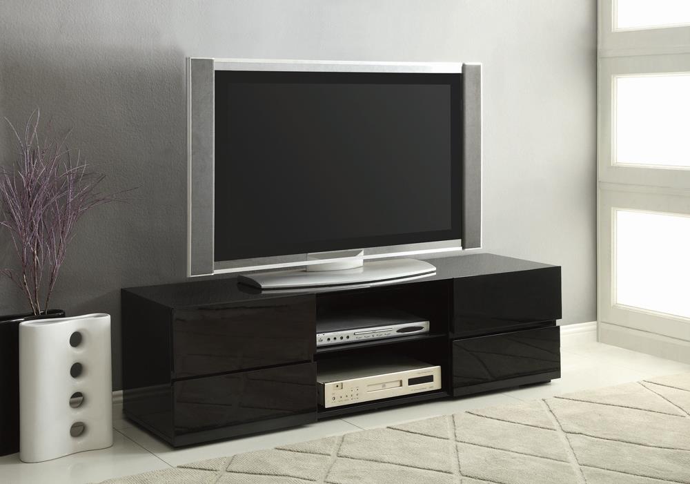 4-drawer TV Console Glossy Black - What A Room