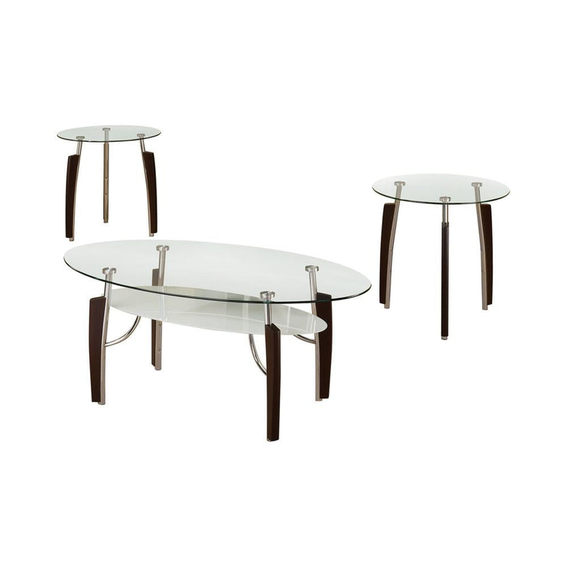 3-piece Occasional Table Set Cappuccino and Chrome - What A Room