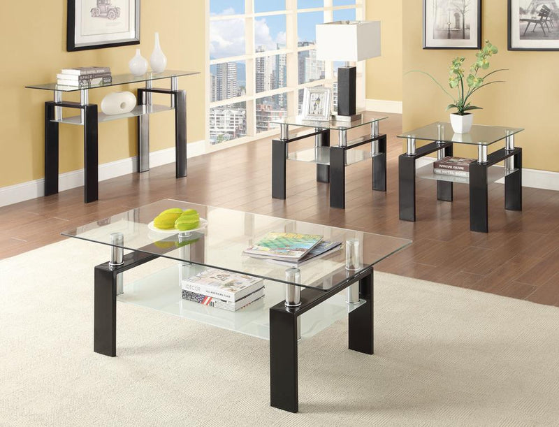 Tempered Glass Coffee Table with Shelf Black - What A Room