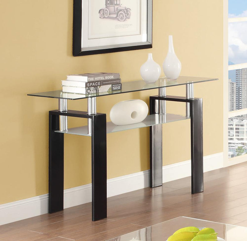 Tempered Glass Sofa Table with Shelf Black - What A Room