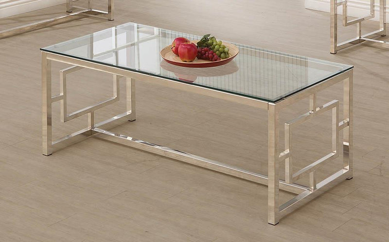 Rectangle Glass Top Coffee Table Nickel - What A Room