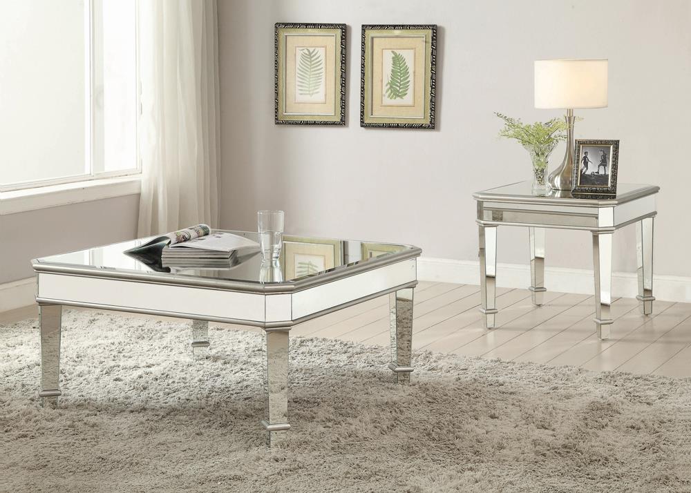 Cassandra Square Beveled Top Coffee Table Silver - What A Room
