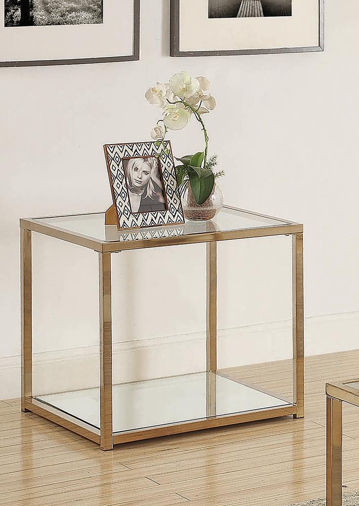 End Table with Mirror Shelf Chocolate Chrome - What A Room
