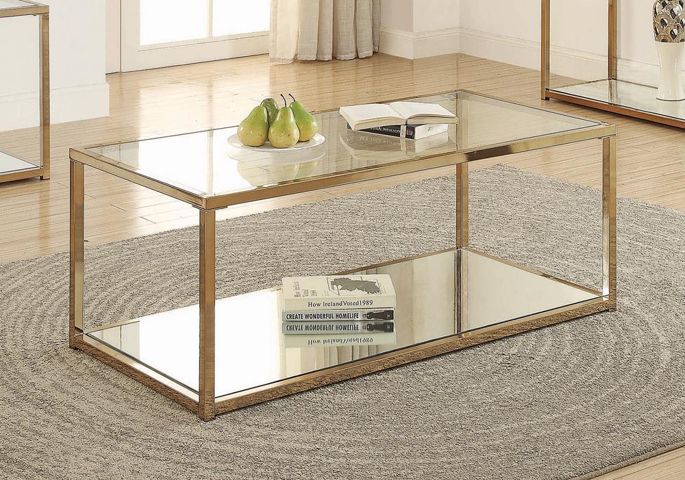 Coffee Table with Mirror Shelf Chocolate Chrome - What A Room