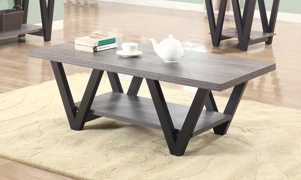 Higgins V-shaped Coffee Table Black and Antique Grey - What A Room