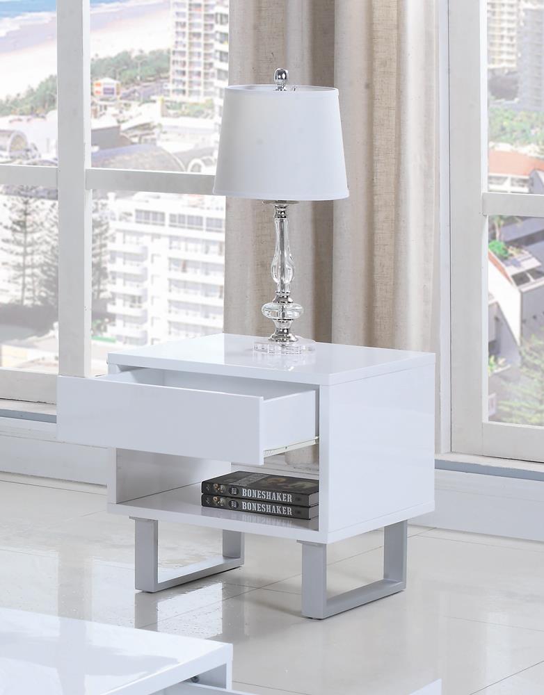 1-drawer End Table High Glossy White - What A Room