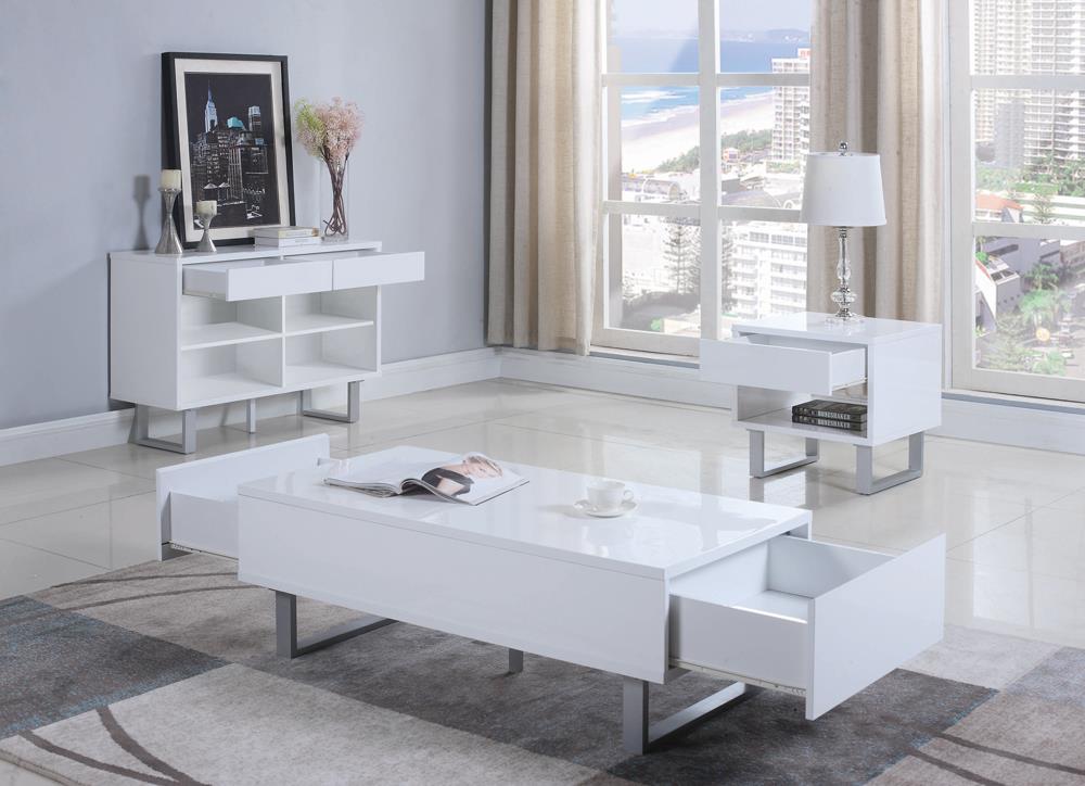 2-drawer Sofa Table High Glossy White - What A Room
