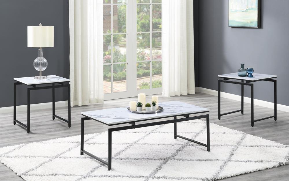 3-piece Occasional Set White and Dark Gunmetal - What A Room