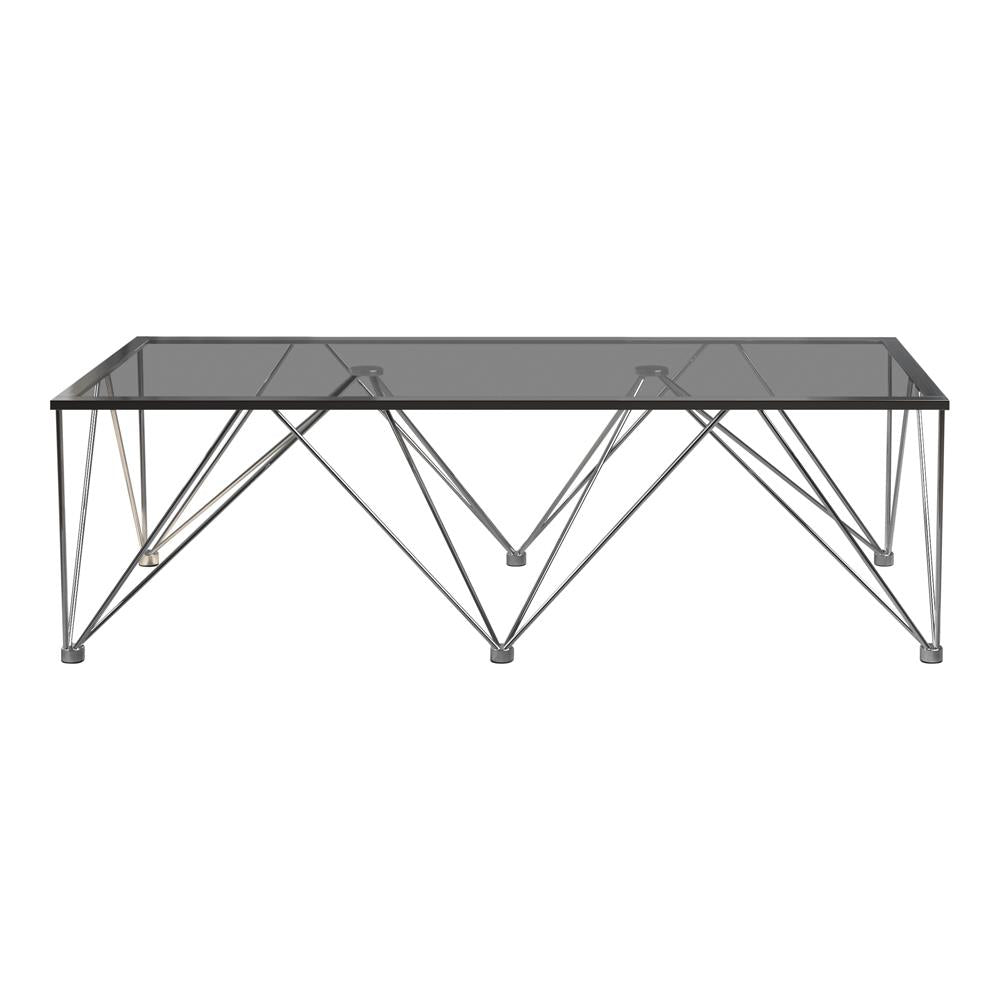 Chalet Rectangle Coffee Table with Glass Top Chrome and Grey - What A Room