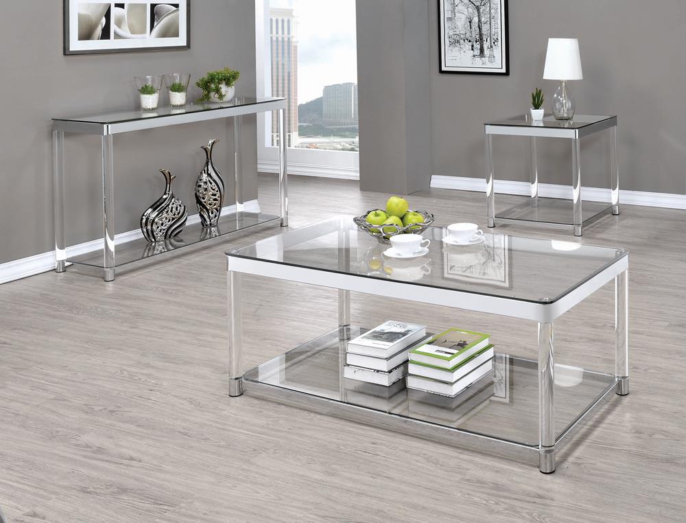 Claude End Table with Lower Shelf Chrome and Clear - What A Room