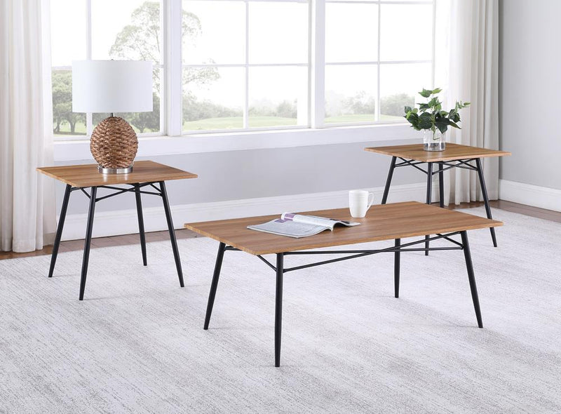 3-piece Wooden Top Occasional Table Set Light Brown and Black - What A Room