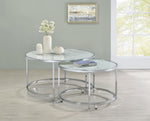 2-piece Round Nesting Table White and Chrome - What A Room