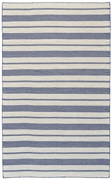 Classic combination of indigo stripes on natural woven background color ont his rug - Find it if you're near Hayward, Pleasanton, Mountain View and San Jose in our showroom