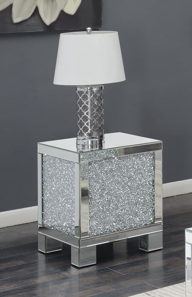 Layton Square End Table Silver and Clear Mirror - What A Room