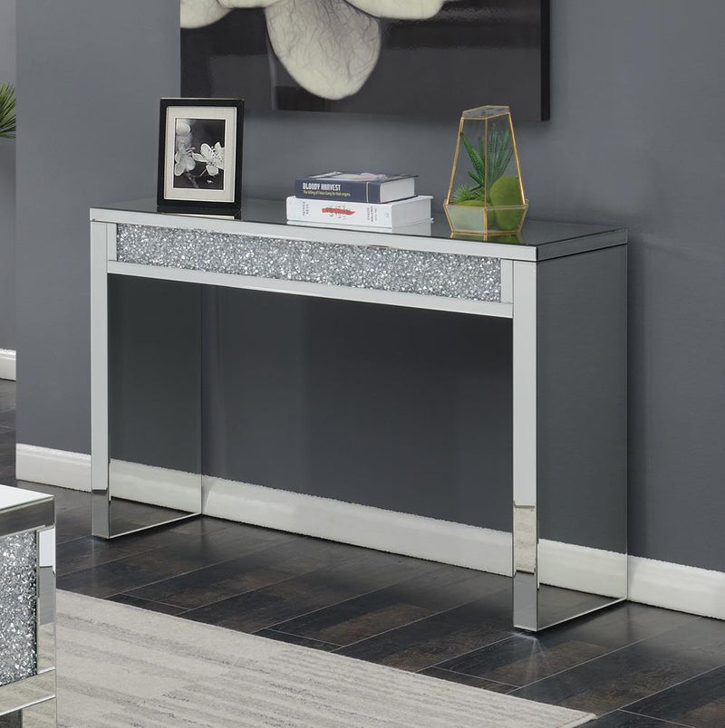 Layton Rectangular Sofa Table Silver and Clear Mirror - What A Room
