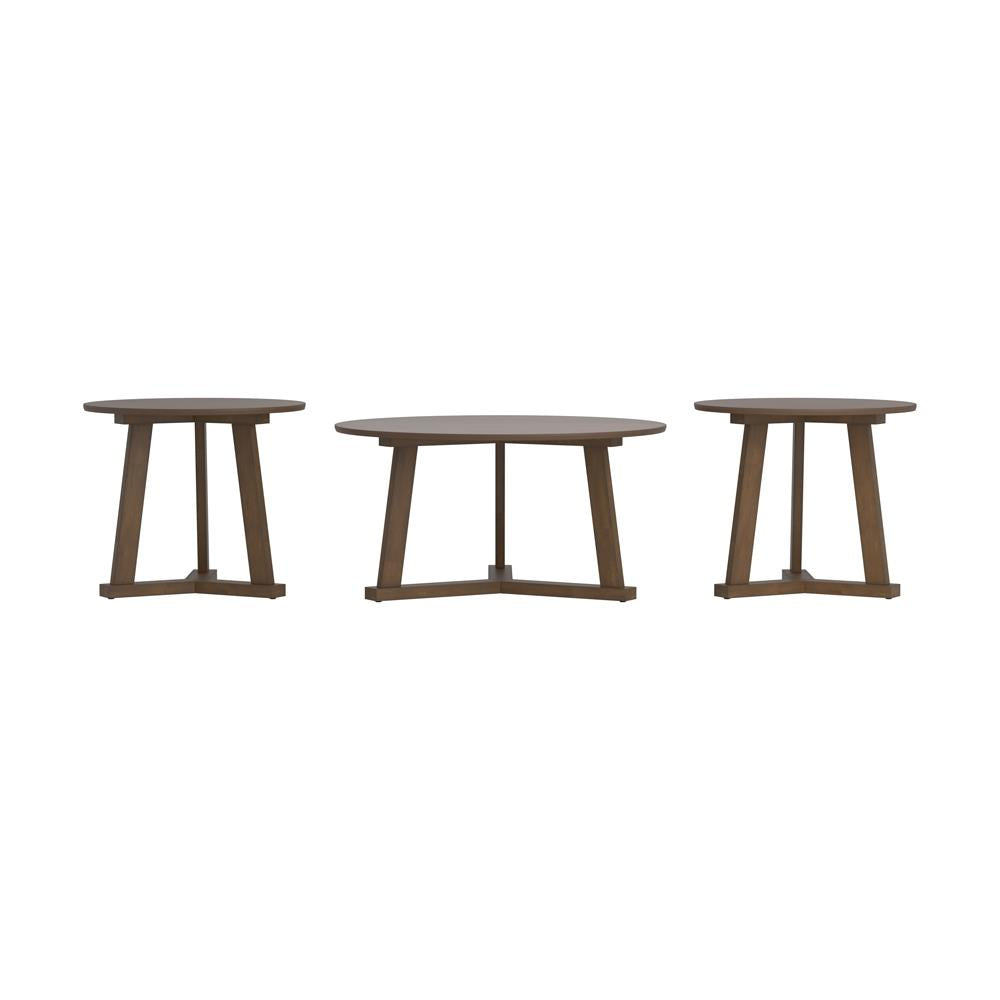 3-piece Round Occasional Table Set Natural Walnut - What A Room