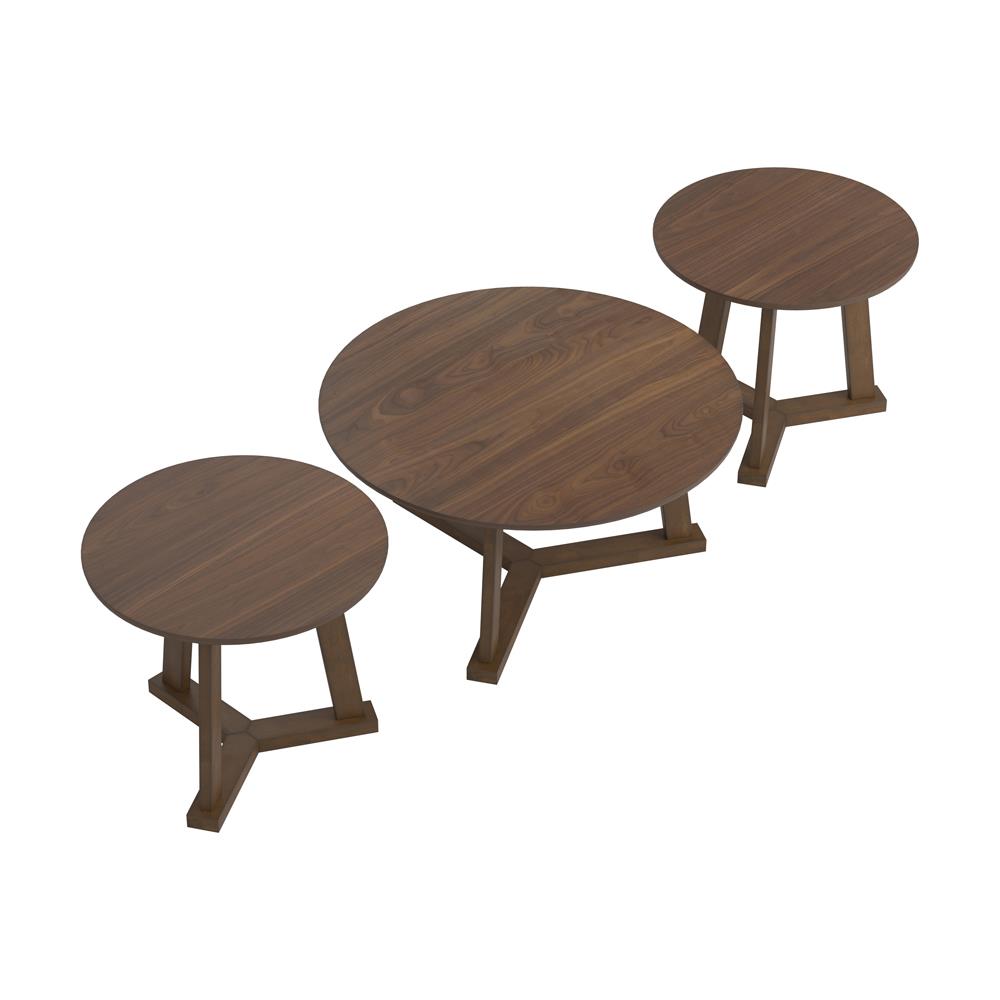 3-piece Round Occasional Table Set Natural Walnut - What A Room