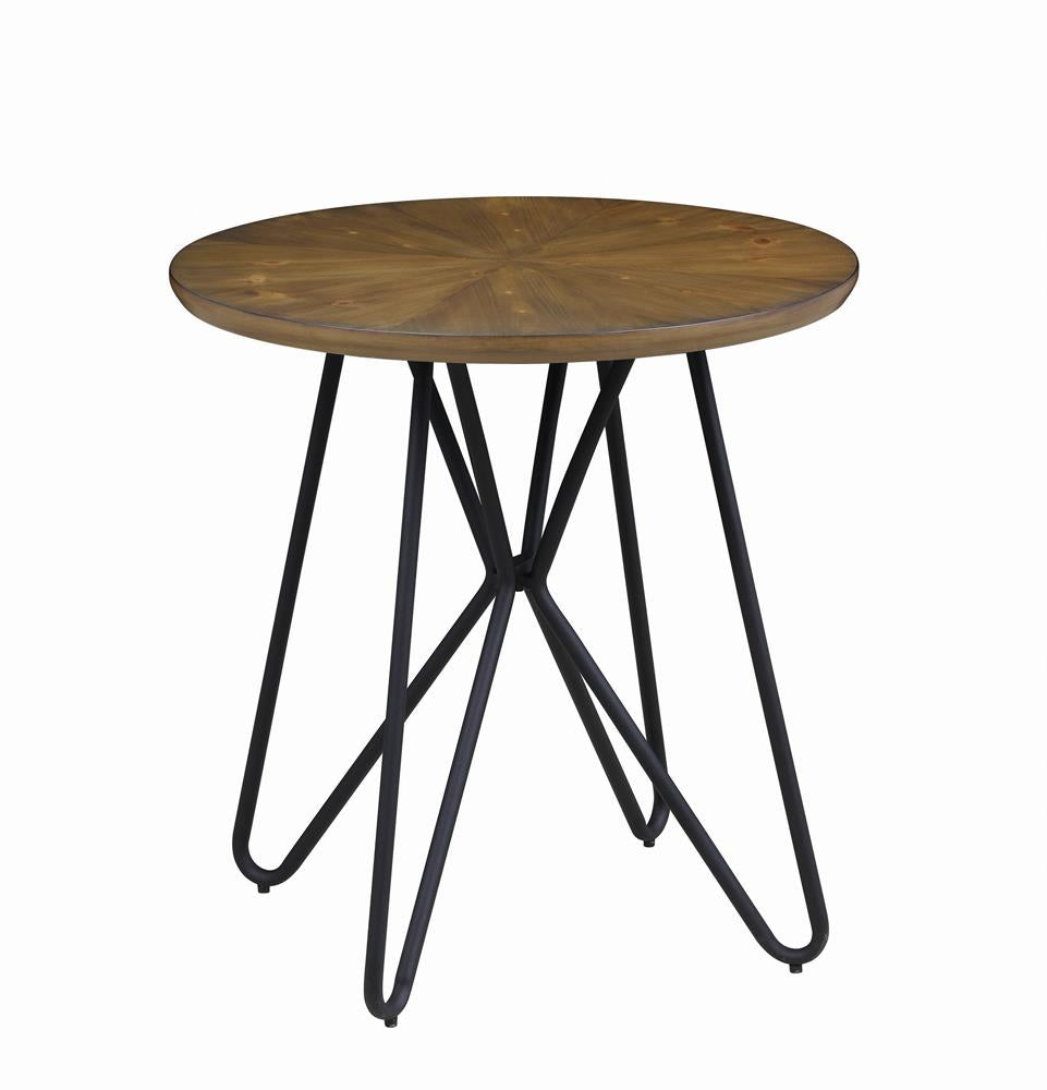 Churchill Round End Table Dark Brown and Black - What A Room