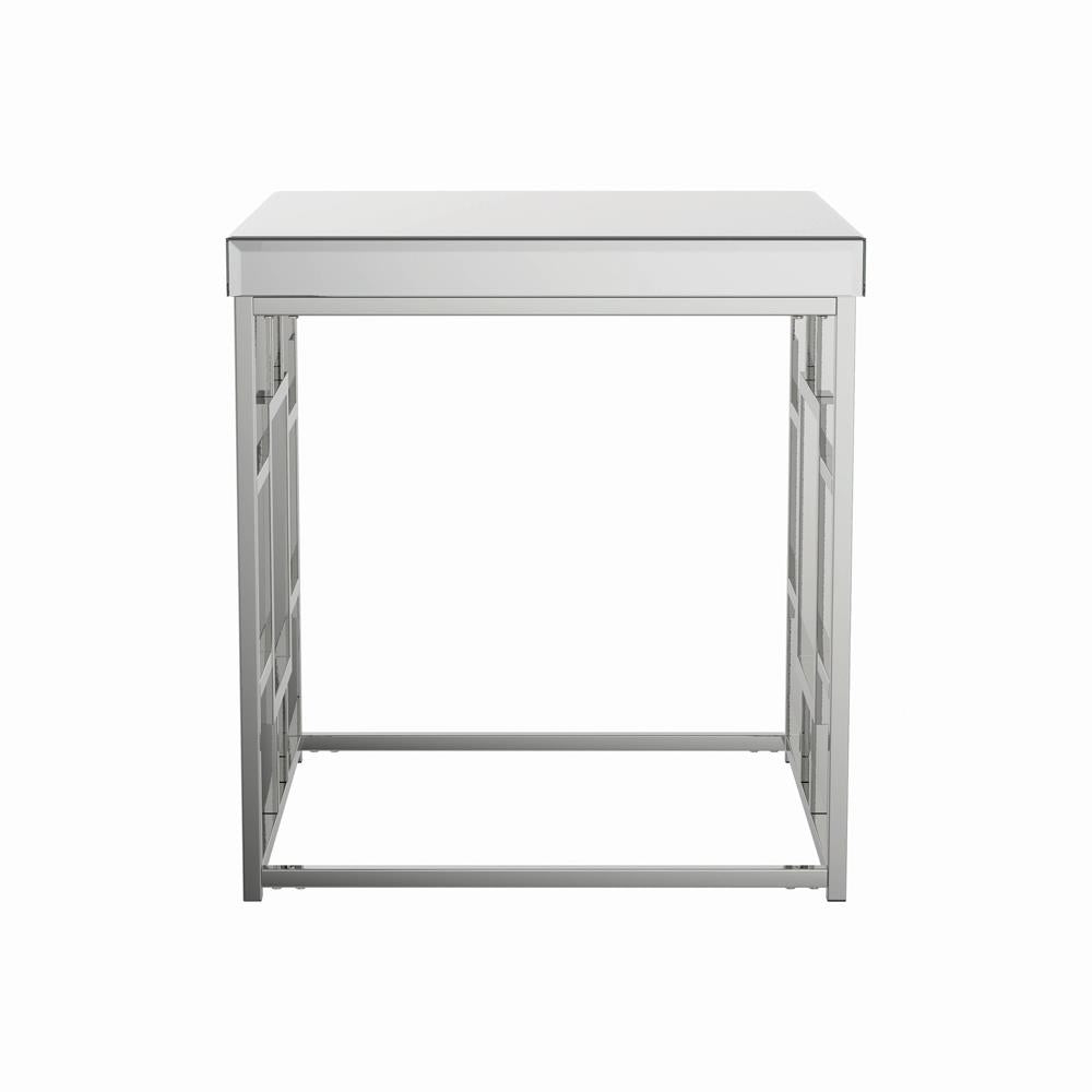 Geometric Frame Square End Table Chrome - What A Room