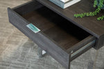 Square 1-drawer End Table Dark Charcoal and Chrome - What A Room