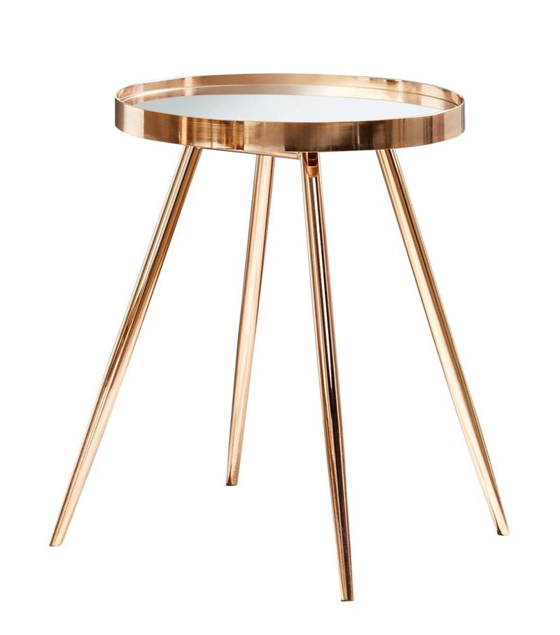 Sophia Round Mirror Top End Table Gold - What A Room