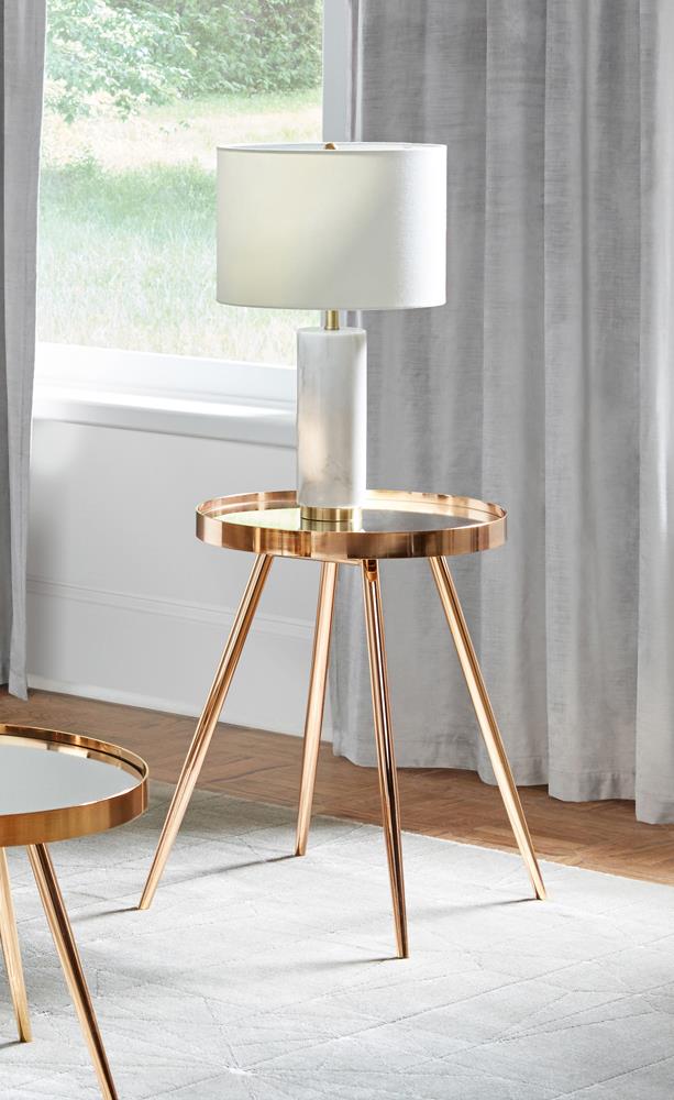Sophia Round Mirror Top End Table Gold - What A Room