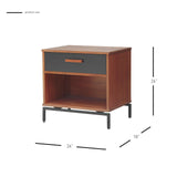 Bellevue KD Nightstand/ Side Table 1 Drawer Graphite Metal Legs - What A Room