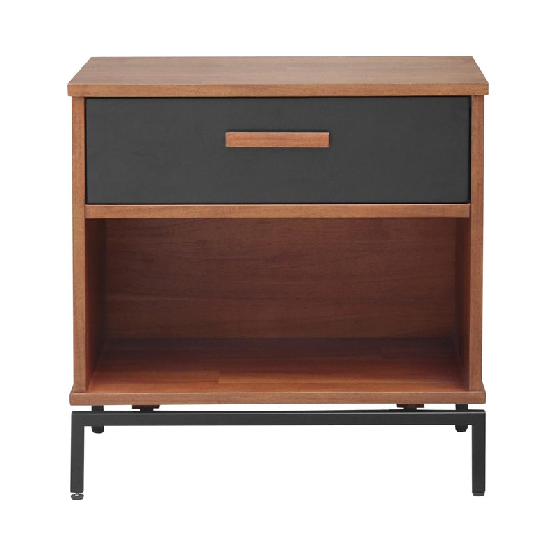 Bellevue KD Nightstand/ Side Table 1 Drawer Graphite Metal Legs - What A Room