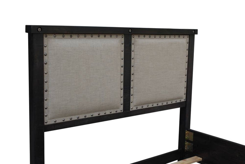Yosemite Upholstered Panel Bed in Café - What A Room